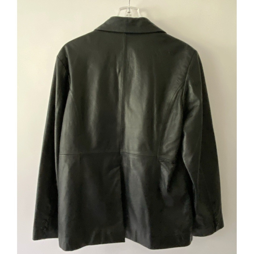 VTG Free Country Black Leather Jacket Women's Large Button Up Lined Streetwear - Picture 6 of 15